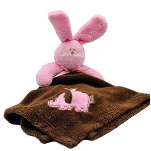 Blankets Beyond Brown Pink‎ Bunny Elephant Lovey Plush Security Blanket 17 inch